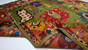 Alfombra antigua de lana anudada a mano, Alfombra tejida de algodón abstracto de alta calidad personalizable para el hogar, decoración para sala de estar rezando - Product Image 5