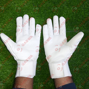Dernière conception de gants de frappe de baseball en cuir de vachette de couleur blanche à manchette longue au prix d'usine - Product Image 6