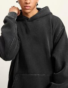เสื้อฮู้ดดี้ผู้ชายผ้าฟลีซ/เทอร์รี่ 500GSM ล้างแบบวินเทจ พิมพ์โลโก้ตามสั่ง ผ้าฝ้าย 100% ทรงโอเวอร์ไซส์ เป็นมิตรกับสิ่งแวดล้อม ขายส่ง - Product Image 6