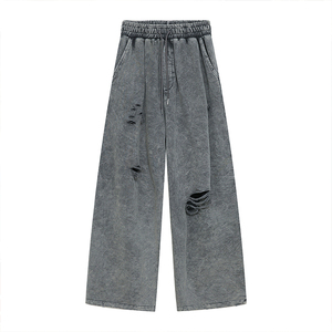 Pantalon de survêtement décontracté pour hommes, effet usé, respirant, écologique, haute qualité, léger, personnalisable, vente en gros OEM pour adultes - Product Image 1