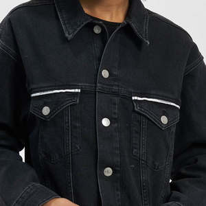 Custom Black Women's Denim Jacket Premium Quality Button Fastening All Seasons Comfort Cotton Filling OEM Piping <b>Detail</b> - Product Image 4