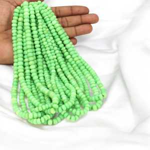 Perles Rondelle lisse en opale bonbon vert menthe 7mm à 10mm brin de pierres précieuses en vrac pour la fabrication de bijoux approvisionnement en vrac en gros Inde - Product Image 2