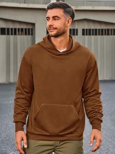 Sudadera con capucha de manga larga para hombre personalizada, informal, ligera, mezcla de poliéster/algodón, tejido de lana, sudadera de moda, canguro - Product Image 3