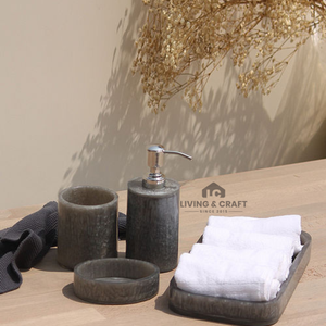 Exportateur indien de salle de bain en résine avec distributeur de savon, porte-brosse à dents, accessoires, approvisionnement mondial disponible - Product Image 2