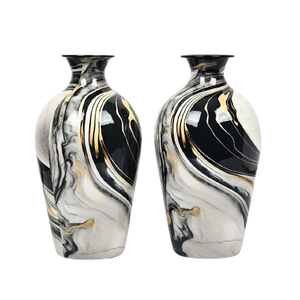 Ensemble de 2 vases à fleurs en métal pour le salon, décoration de la maison - Product Image 4