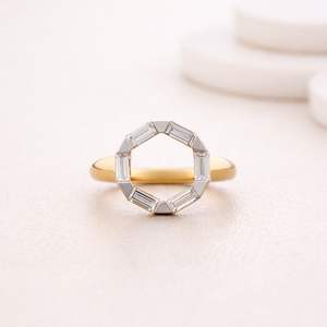 Anillo de Diamante Creado en Laboratorio con Certificación IGI, Forma Baguette, Anillo Circular de Plata de Ley 925, Anillo de Diseño - Product Image 1
