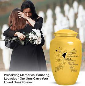 Mensaje Urna amarilla para cenizas de adultos Urnas de cremación de entierro femenino y masculino para cenizas humanas Mujeres y hombres Urna de tamaño personalizado funerario - Product Image 5