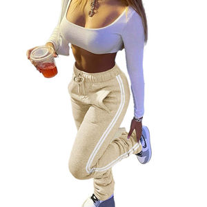 Pantalon de survêtement évasé personnalisé pour femme 2021, devant plat, streetwear décontracté, jogging, entraînement, hiver, molleton de coton - Product Image 5