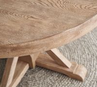 Table à manger ronde portable Liza moderne en teck massif, robuste, pour intérieur et extérieur
