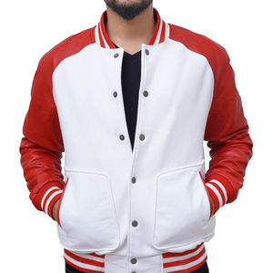 Veste universitaire d'hiver pour homme grande taille avec logo personnalisé du fabricant, en denim premium respirant et résistant au vent, avec détails en cuir - Product Image 1