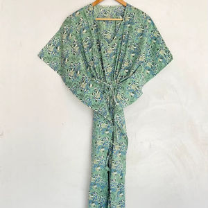 Indian Soft Cotton <b>Kaftan</b> Dress Floral Print Caftan Maxi Dress Nightwear Dress Beach Cover Up - Product Image 1
