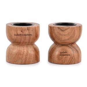 Handcrafted Mango Wood Tealight <b>Candle</b> <b>Holders</b> Rustic Decorative Wooden Votive <b>Holders</b> for Home, Tabletop, and Festive Decor - Product Image 3