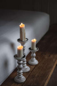 Lot de 3 porte-bougies chauffe-plat en bois rustiques pour la décoration intérieure pour les vacances de Noël et la pendaison de crémaillère, un cadeau réfléchi pour elle - Product Image 4