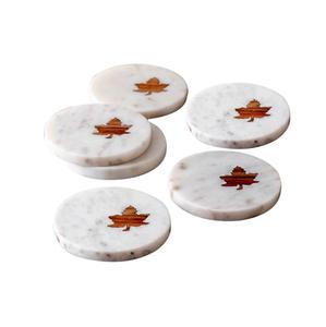 ที่รองแก้วลายใบเมเปิ้ลแบบฝังหินอ่อนธรรมชาติทันสมัยกันลื่นในบ้านสำนักงานโรงแรมเสื่อและแผ่นรองน้ำชามีดีไซน์อินเลย์ทันสมัย - Product Image 1