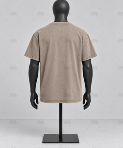 High Quality <b>Men's</b> Luxury 100% Cotton Chinese Style Print Heavyweight Oversized T-Shirt with Turtleneck Collar - Product Image 4