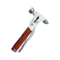 Hache multifonctionnelle en acier inoxydable et bois coloré de 17 cm, outil automobile, hache de camping extérieure, marteau à griffes coniques polyvalent pour verre et clous