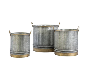 Maceta hecha a mano de Metal galvanizado de gran oferta con mango para decoración interior y exterior al mejor precio - Product Image 1