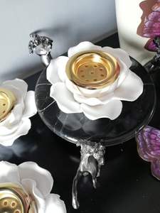 Quemador de incienso sin humo de lujo de latón metálico de aceite aromático natural para fragancia de incienso puro sin humo - Product Image 3