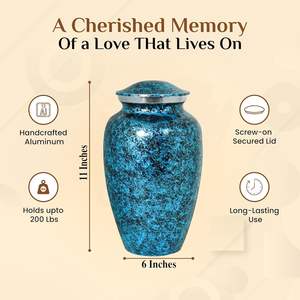 Urna de cremación grande para adultos Forest Blue, urna conmemorativa de aluminio de diseño moderno para cenizas, suministros redondos de simpatía al por mayor - Product Image 3