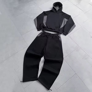 ชุดวอร์มผ้าฝ้าย 100% สำหรับผู้ชาย เสื้อฮู้ดดี้โอเวอร์ไซส์และกางเกงจ็อกเกอร์ พร้อมโลโก้ปัก ชุดสตรีทแวร์สองชิ้น - Product Image 2