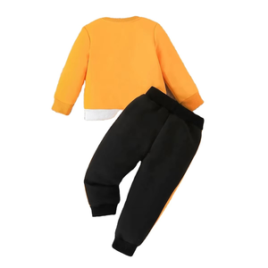 Ensemble de survêtement décontracté deux pièces imprimé grande taille pour enfants, respirant, hiver, sweat-shirt et pantalon de survêtement unis, couleurs personnalisables - Product Image 5