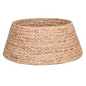 Decoración navideña para el hogar: cesta de mimbre plegable, collar para plantas hecho de jacinto de agua natural, ideal para falda de árbol de Navidad - Product Image 6