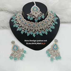 Trending Fancy Collection Gold Plated Ethnic <b>Choker</b> <b>Necklace</b> Set Pastel <b>Beads</b> Matching Earrings for Women Party Wear Jewelry - Product Image 2