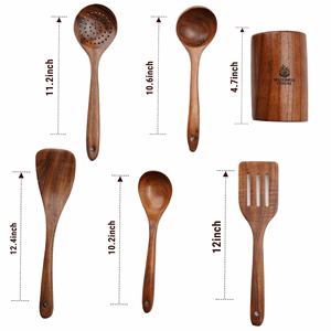 Juego de utensilios de cocina de madera sostenibles Las mejores cucharas de madera para revolver sopas y salsas Historia e importancia cultural - Product Image 5