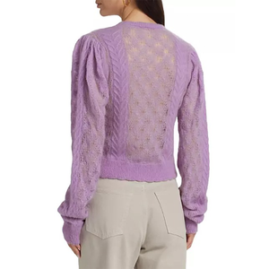 Cárdigan ligero con cuello en V para mujer, tejido de encaje, manga Regular, suave, transpirable, prendas de vestir exteriores, informal, de invierno - Product Image 5