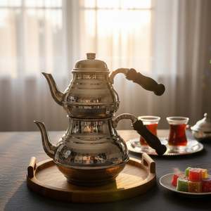 กาน้ำชาทองแดงสไตล์วินเทจทำมือ พร้อมฝาและหูจับ วัสดุโลหะ - Product Image 4