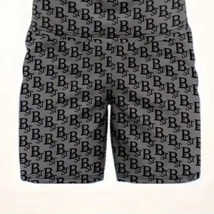 Conjunto de dos piezas de Camiseta estampada de manga corta y pantalones cortos de playa de color sólido perfectos para atuendo informal correr y entrenar - Product Image 2