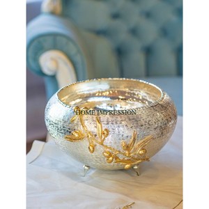 Cuenco personalizado de Metal martillado para servir aperitivos, elemento de diseño de hoja de Color dorado plateado, suministros de vajilla desechables para fiestas - Product Image 1