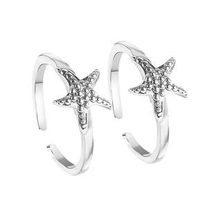 CLARA Anneaux de pied ajustables en argent sterling 925, motif étoile de mer, pour mariage ou fiançailles, ornés de diamants et de zircons - Product Image 1