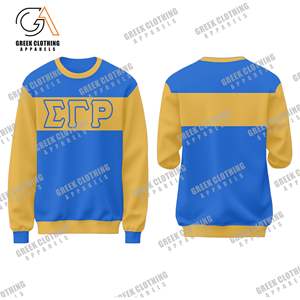 Logo personnalisé brodé Sigma Gamma ho Drop Shoulder Sweatshirts à col rond oversize en coton pour hommes Sweat-shirt unisexe à col rond uni - Product Image 1