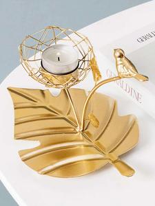 Vintage Luxury Metal Quality Gold Antique T-Light <b>Candle</b> Holder Leaf Shape Gold Antique Handmade tray <b>Candle</b> Holder for Sale - Product Image 3