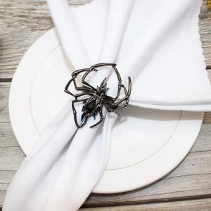 Rond de serviette en métal en acier inoxydable poli en forme d'araignée adapté aux restaurants raffinés événements de banquet de luxe - Product Image 1