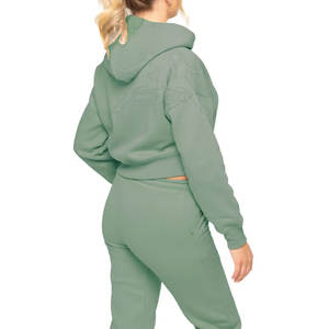 Chándal corto con cremallera de moda con conjunto a juego de dos piezas Chándal corto con cremallera de ajuste elástico - Product Image 3