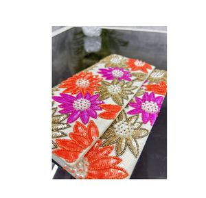 Bolso de mano con cuentas de diseño Floral intrincado hecho a mano con perlas brillantes Forro de algodón Fiestas de Bodas de glowin fashion - Product Image 2