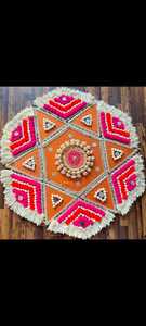 Ensemble de rangolis Patola Pompom très attendu, porte-bougie en cristal, bougie chauffe-plat et décoration de mariage pour la fête de l'inauguration de la maison, décoration de Diwali - Product Image 3