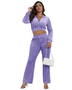 Ensemble de jogging d'hiver en velours pour femme, nouveau design, deux pièces zippé avec cordon de serrage, maternité et écologique 2026 - Product Image 1