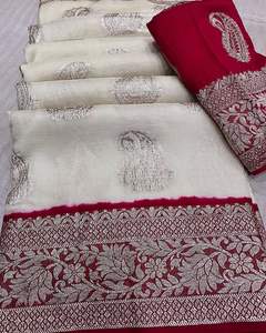 Boutique indienne Party Wear Designer Soie Blanc Saree Ethnique Fantaisie Blouse Bollywood Exclusif Dernier Festival De Mariage Porter Des Femmes - Product Image 3