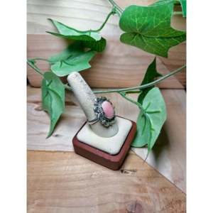 Larry Kaye <b>Adjustable</b> <b>Ring</b> Pink Conch & Sterling Silver Cluster Bezel Setting Inlay Technology Gift - Product Image 2