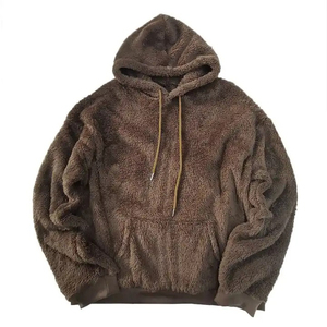 2024 OEM Customized Sherpa <b>Fleece</b> Hoodie Sweatshirts Heavyweight <b>Thick</b> Fur Pullover Hoodies for Men's - Product Image 2