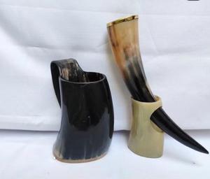 Chope à bière viking en corne naturelle avec support en laiton, décoration d'intérieur nordique, vaisselle pour bière et vin, chope de fête de mariage au meilleur prix - Product Image 5