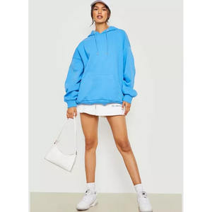 Sudadera con capucha bordada de gran tamaño Beige para mujer, Jersey sólido ligero, cuello redondo, sudadera gruesa y cálida para Invierno para mujer - Product Image 2