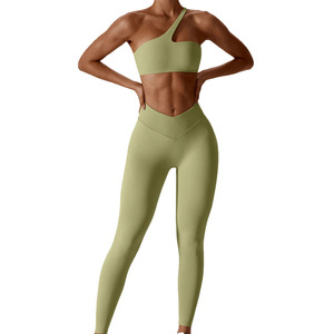 Sujetador Deportivo de Una Sola Tira Altamente Elástico al por Mayor, Ropa de Yoga de Alta Calidad, Leggings de Gimnasio, Trajes de Yoga para Mujer - Product Image 5