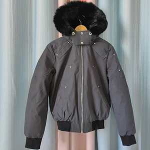 Custom Men's Canvas Faux <b>Fur</b> <b>Hooded</b> Bomber Puffer <b>Jacket</b> Stand Collar Zipper Solid Casual Winter Rugged Look Front Placement - Product Image 1