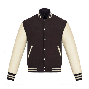 Chaqueta teñida lisa de calle para hombre, superventas, chaqueta universitaria bordada con mangas de cuero para hombre, chaqueta universitaria de béisbol personalizada con letras - Product Image 1