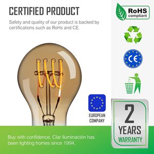 Clar-<span class=keywords><strong>e27</strong></span> <span class=keywords><strong>LED</strong></span> Dimmable bóng đèn 5 Wát 2200K, tương thích với dimmer Switch, ấm môi trường xung quanh ánh sáng trang trí - Product Image 4