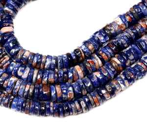 Cuentas Rondelle de neumático Heishi lisas de sodalita de alta calidad, cuentas de piedras preciosas sueltas de corte de rueda de piedra suelta de 6-7mm para fabricación de joyas a granel - Product Image 3